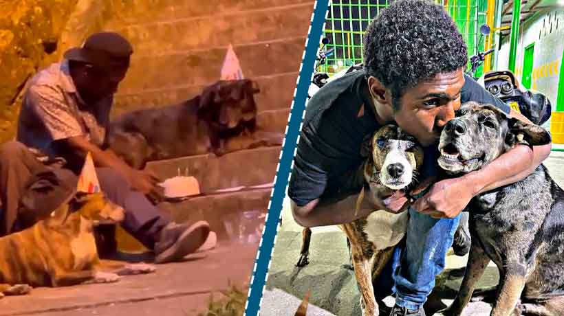 El es “Choco”, el hombre que celebró el cumpleaños de su perro Shaggy en las calles de Colombia