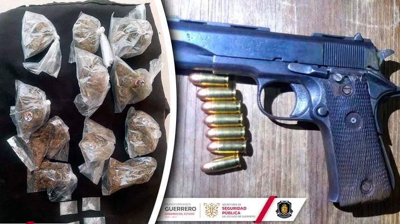 Arrestan a uno con droga y otro con pistola en Acapulco