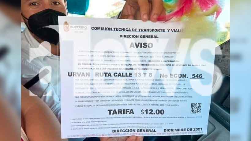 Con documento falso, transportistas justifican aumento a tarifa de pasaje en Acapulco