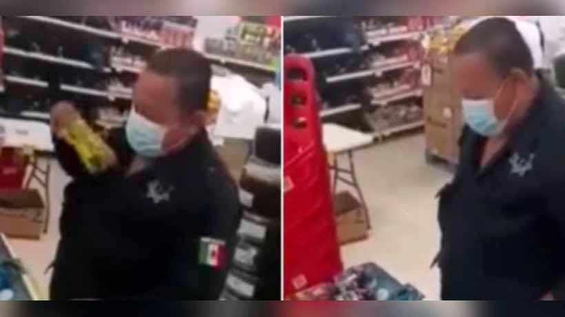 VIDEO: Captan a policía robando dulces y medicamentos en un supermercado