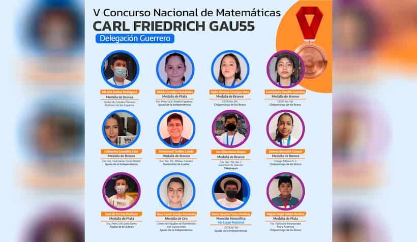 Gana Guerrero 12 medallas en el Concurso Nacional de Matemáticas