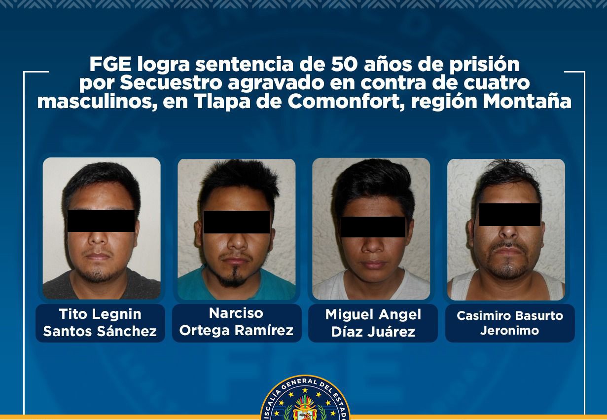 Sentencian a 4 por secuestro en Tlapa