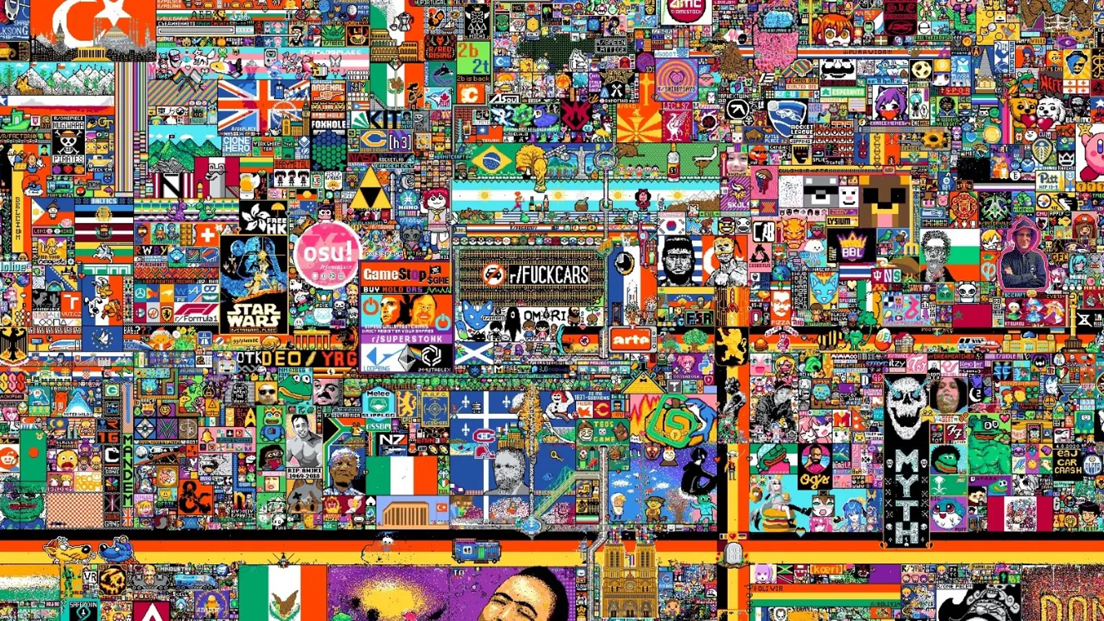 Mural virtual en Reddit desata pelea entre naciones