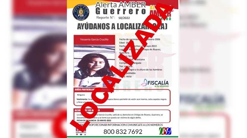 Hallan a estudiante desaparecida en Chilapa, Guerrero