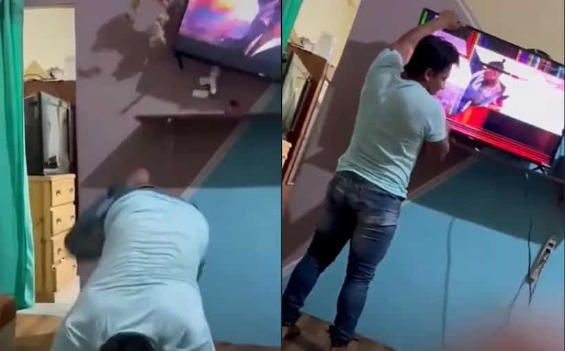 VIDEO: Joven rompe su tele al intentar hacer el trend de Rauw Alejandro