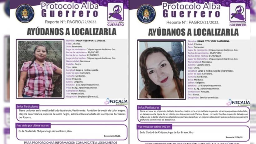 Desaparecen dos mujeres en Chilpancingo; ambas tienen 29 años