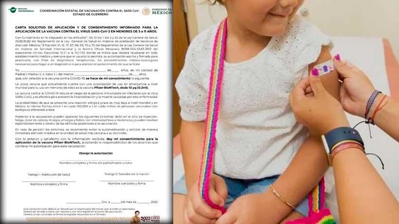 Esta es la carta de consentimiento para vacunar niños de 5 a 11 años en Guerrero