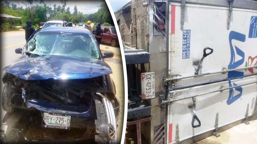 Vuelca camión de Lala en Coyuca de Beníteza; tres lesionados