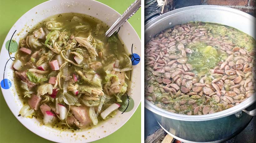 Hacen en Guanajuato pozole verde con salchicha