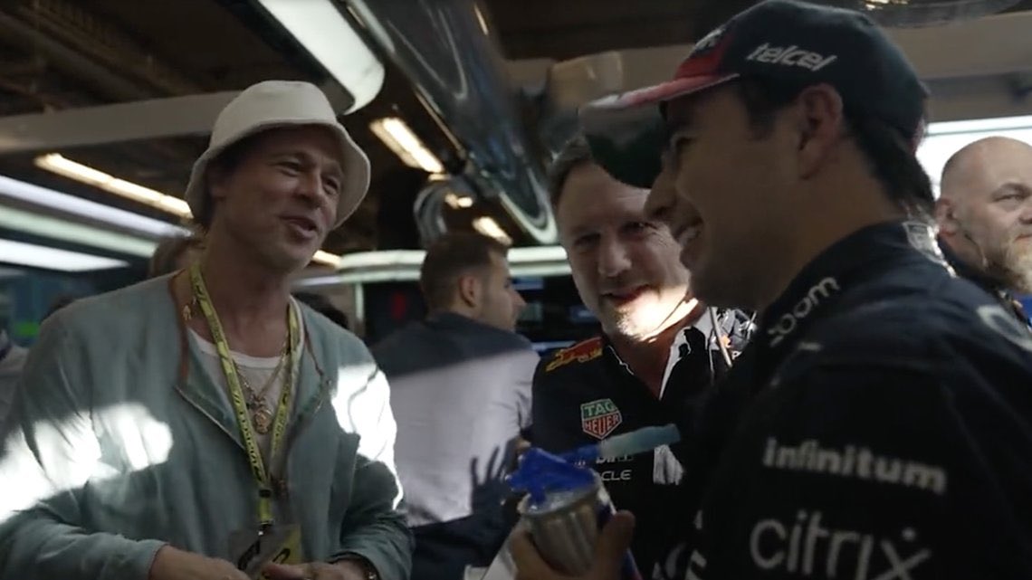 VIDEO: Conoce Brad Pitt a Checo Pérez en GP de EU