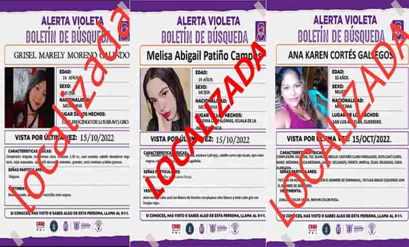 Alerta Violeta: Localizan con vida a 4 mujeres desaparecidas en Guerrero