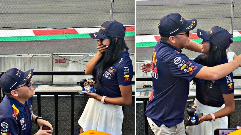 VIDEO: Genera polémica pareja que se comprometió en el GP de México