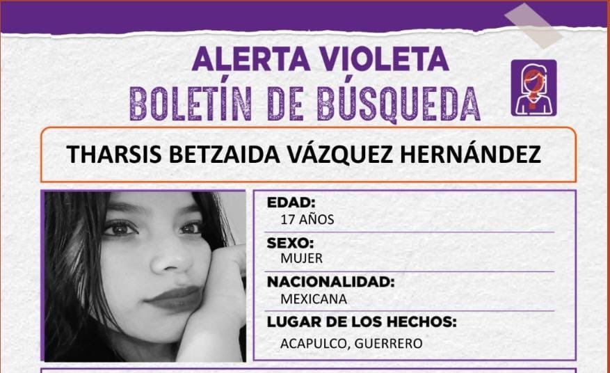 Activan Alerta Violeta por menor desaparecida en Acapulco