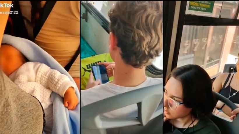 Viral: Critican a jóvenes que no cedieron asiento en transporte público a mujer con bebé en brazos