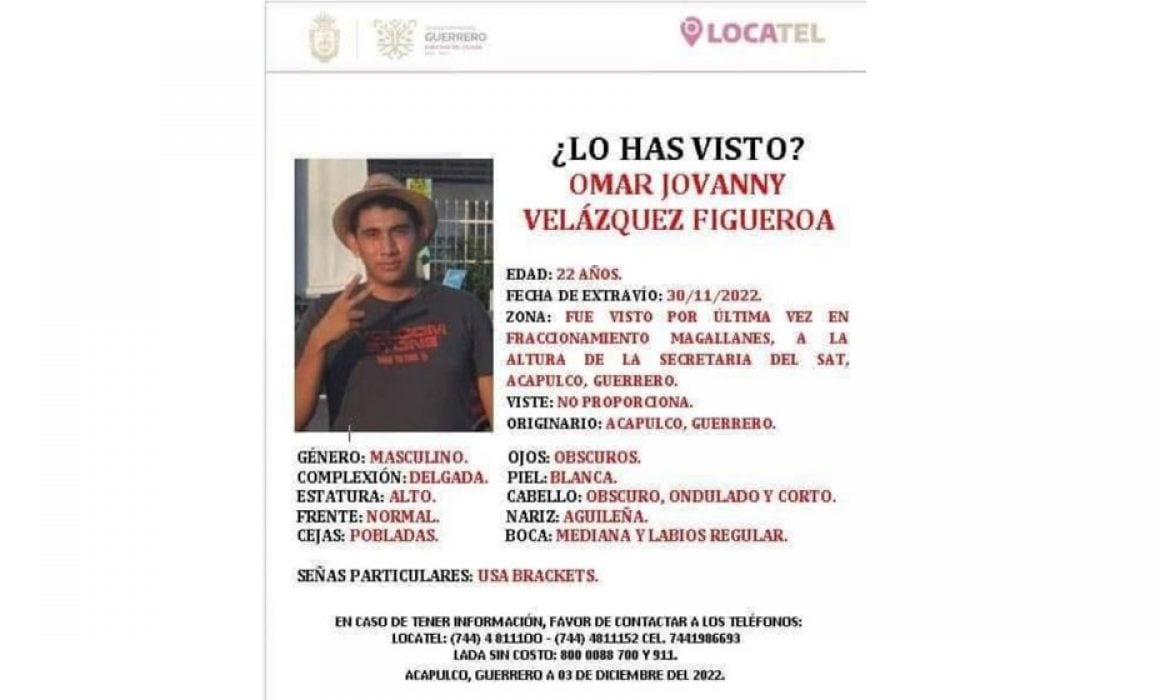Desaparece joven de 22 años en Acapulco; lo buscan desde hace 6 días