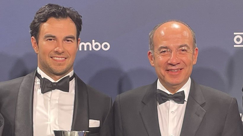Acompaña Felipe Calderón a ‘Checo’ Pérez en gala de la FIA