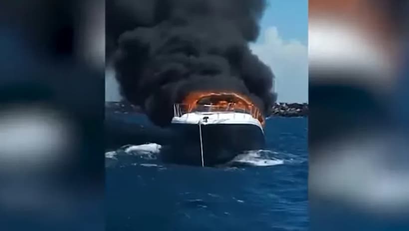 Se incendia yate en Yucatán; pasajeros se lanzaron al mar