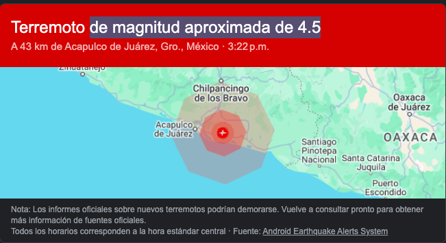 Sismo sacude Guerrero