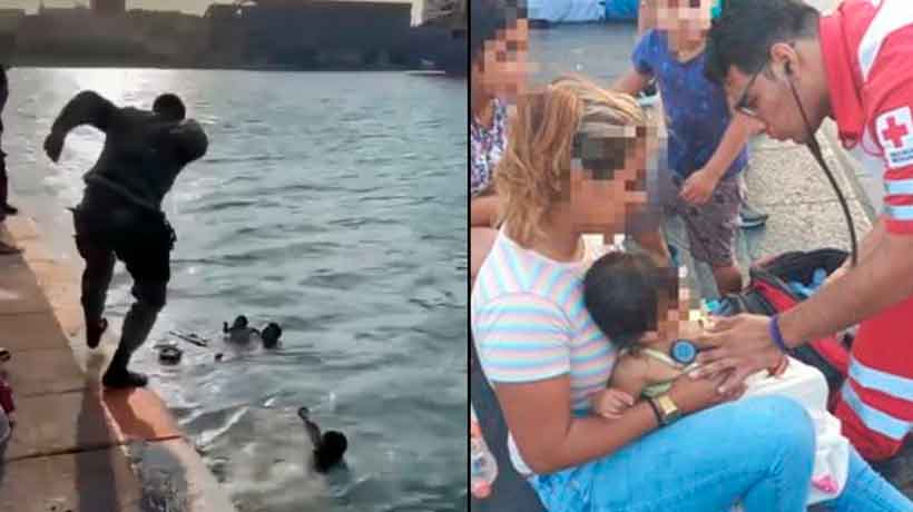 Policías de Veracruz salvan a bebé que cayó al mar