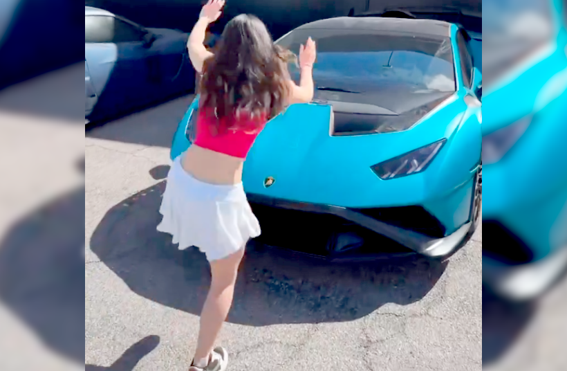 VIDEO: Mujer destroza lujoso Lamborghini mientras realizaba un baile viral