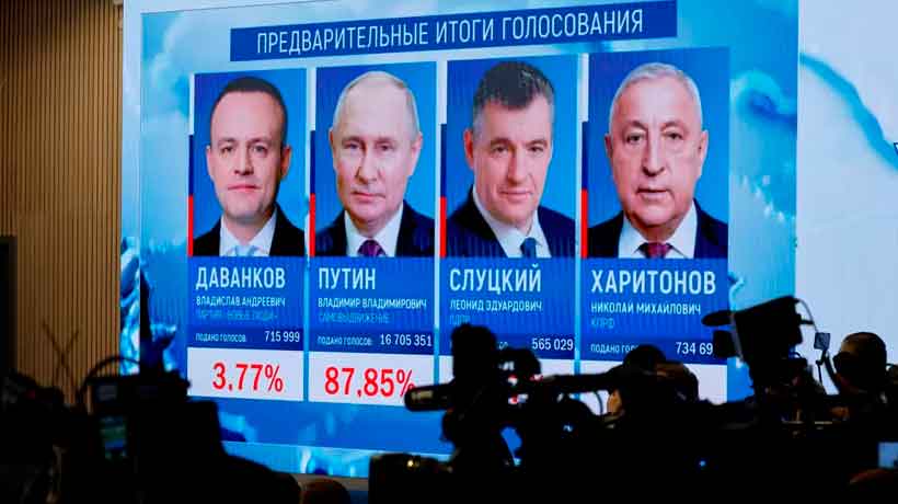 Putin gana con el 87.97% de los votos en Rusia: Elecciones marcadas por represión y control