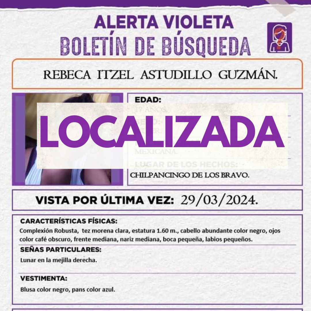Tras la activación del Protocolo Violeta se localizó a la joven en Morelos