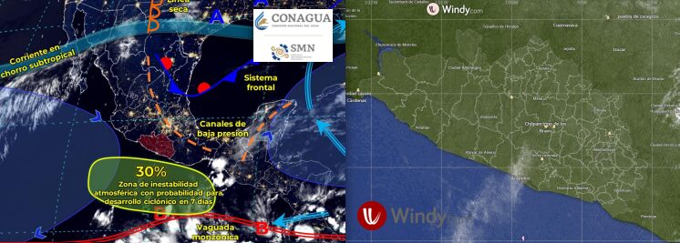 Vigilan inestabilidad atmosférica con un 30% de volverse ciclón en los próximos días