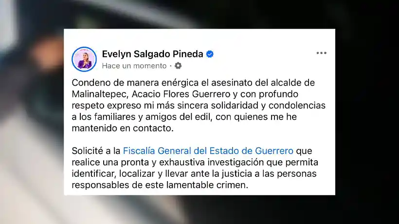 Condena Evelyn Salgado homicidio del alcalde de Malinaltepec