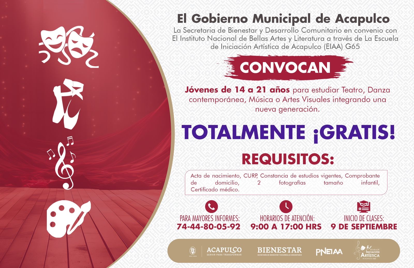 Lanza Gobierno de Acapulco convocatoria para la Escuela de Iniciación Artística G65