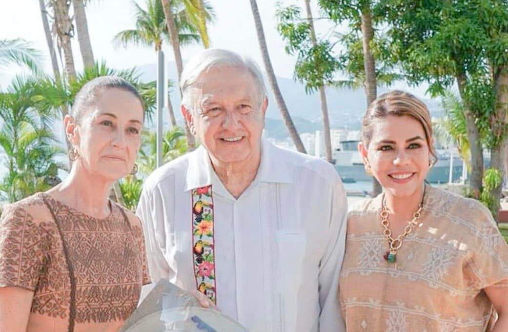 Recibe Evelyn Salgado a AMLO y Claudia Sheinbaum en Acapulco