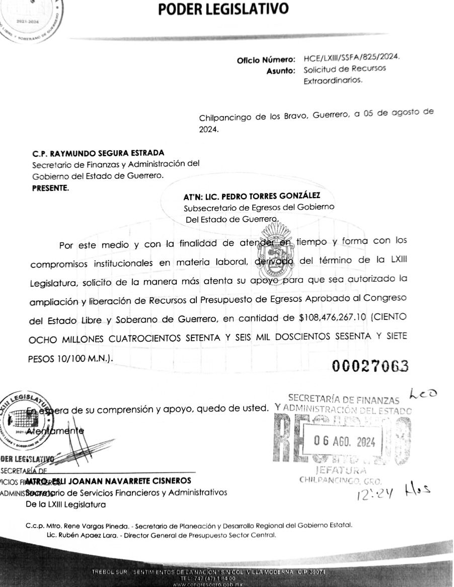 Pide Congreso local 108 mdp para cumplir con compromisos de fin de Legislatura