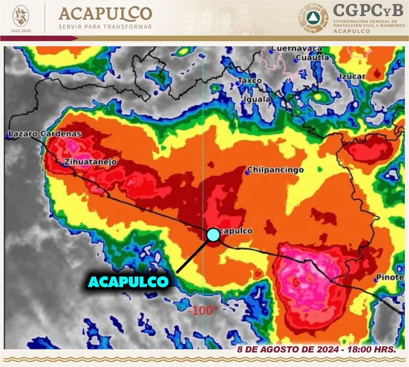 Prevé SMN lluvias muy fuertes en Guerrero para las siguientes horas 