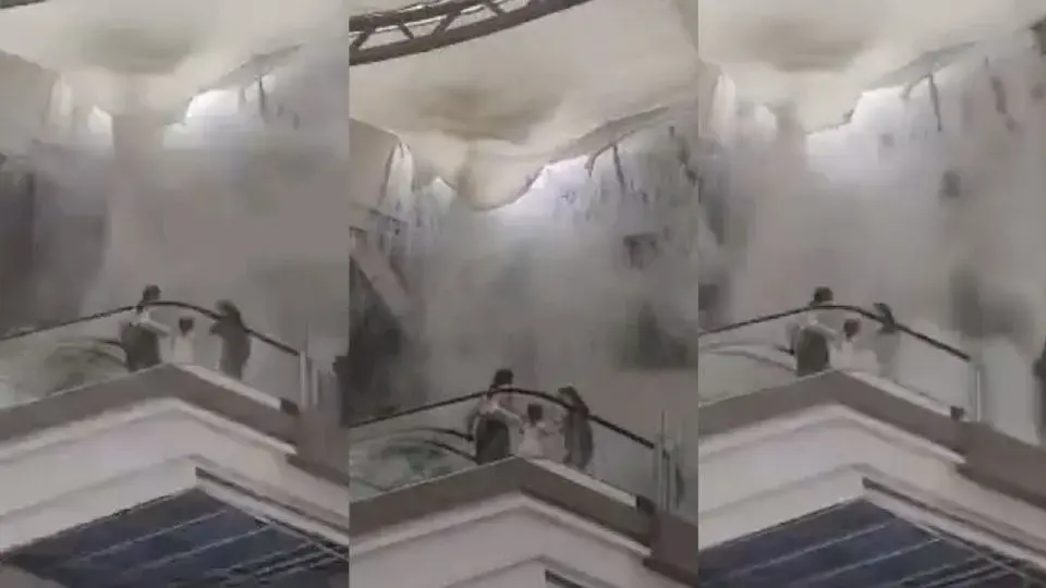 VIDEO: Colapsa techo de cristal en plaza de San Pedro Garza, Nuevo León