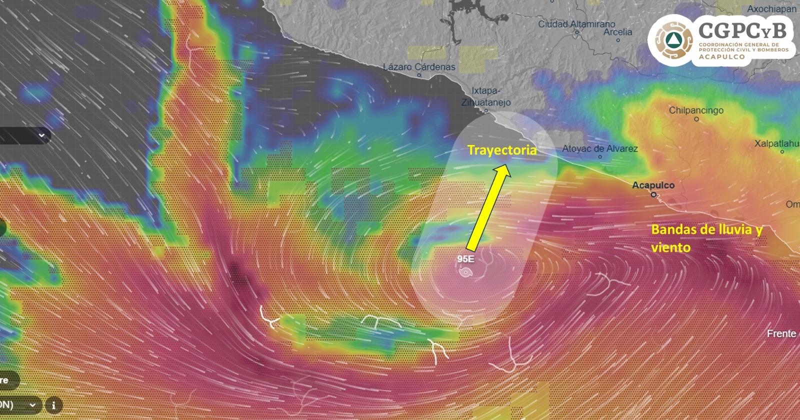 Activan protocolo de ciclones en Guerrero ante evolución de sistema de baja presión