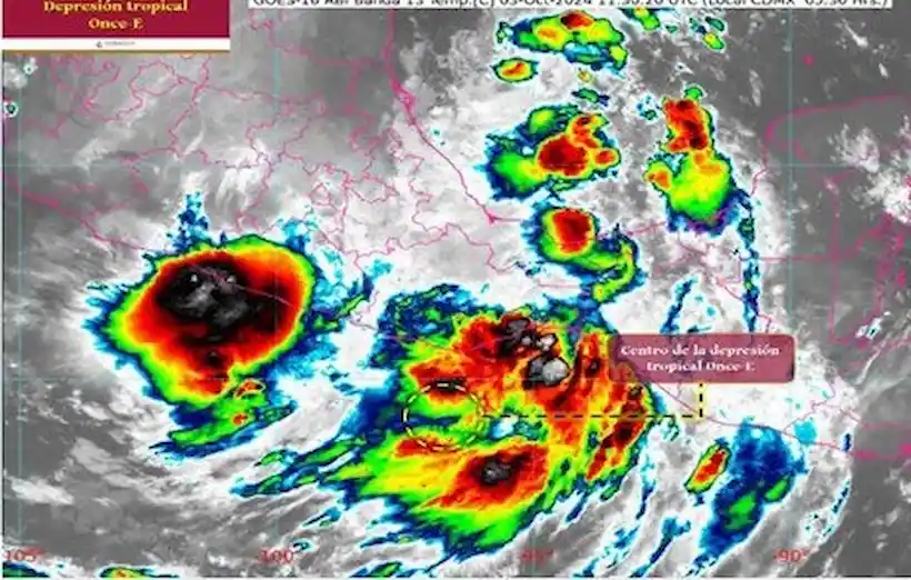 Prevén lluvias en Oaxaca y Guerrero por Depresión Tropical Once-E